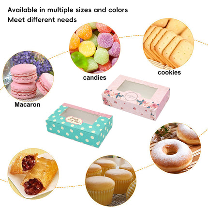 50 Pcs Dessert Gift Box with Clear Window 2 4 6 Piece for Bakery Cake Macaron