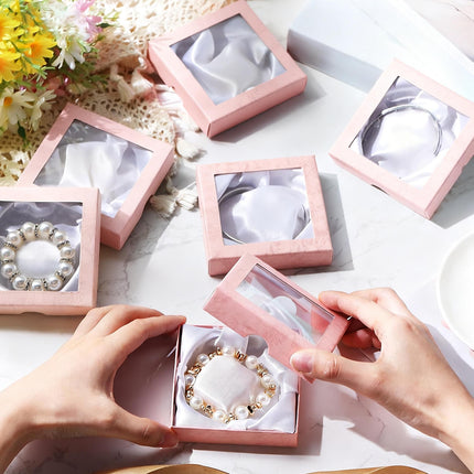 12Pcs Clear Window Jewelry Boxes Transparent Lid Display Case For Necklace Ring