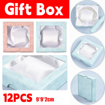 12Pcs Clear Window Jewelry Boxes Transparent Lid Display Case For Necklace Ring