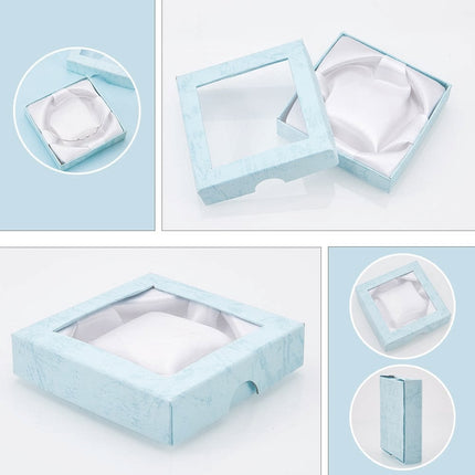 12Pcs Clear Window Jewelry Boxes Transparent Lid Display Case For Necklace Ring