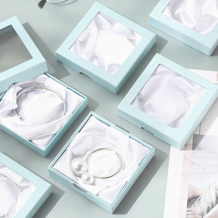 12Pcs Clear Window Jewelry Boxes Transparent Lid Display Case For Necklace Ring