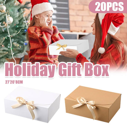 20 Pcs Holiday Party Gift Boxes Festive Packaging Box Set Foldable Kraft White