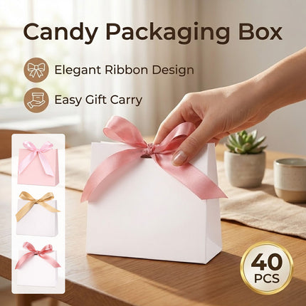 Ribbon Candy Favour Boxes 40 Pack 3 Colours