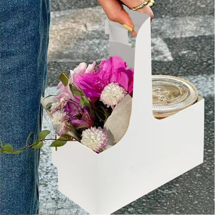 50PCS Handheld Double Cup Holder Sturdy Portable for Coffee Beverages Takeaway