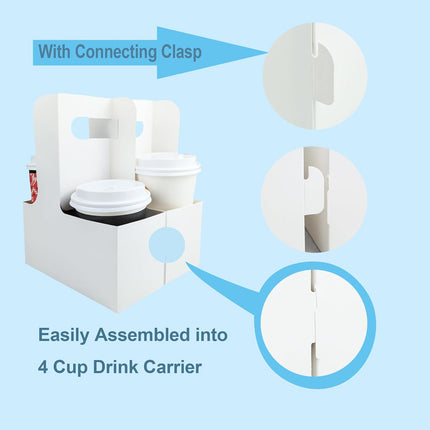 50PCS Handheld Double Cup Holder Sturdy Portable for Coffee Beverages Takeaway