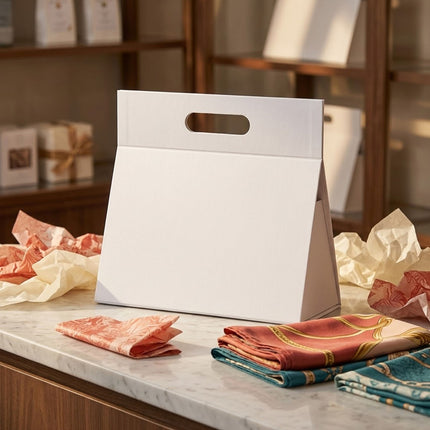 White Triangular Gift Packaging Bags 5 Pack Handle