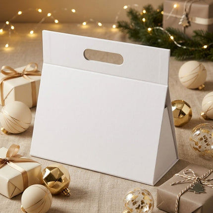 White Triangular Gift Packaging Bags 5 Pack Handle