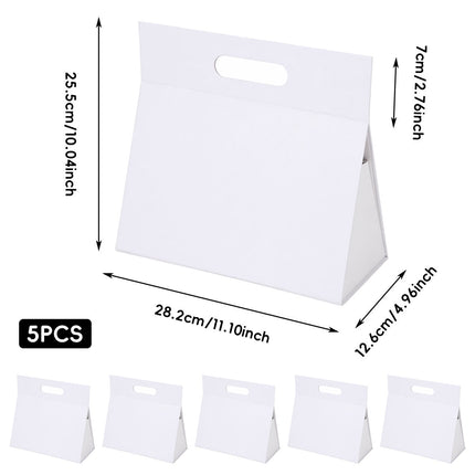 White Triangular Gift Packaging Bags 5 Pack Handle
