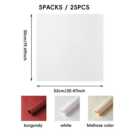 Embossed Flower Wrapping Paper 5 Packs 50x52cm 25 Sheets