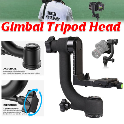 Camera Telephoto Lens Gimbal Tripod Head for Outdoor Wildlife Sports Photography