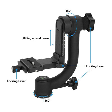 Camera Telephoto Lens Gimbal Tripod Head for Outdoor Wildlife Sports Photography