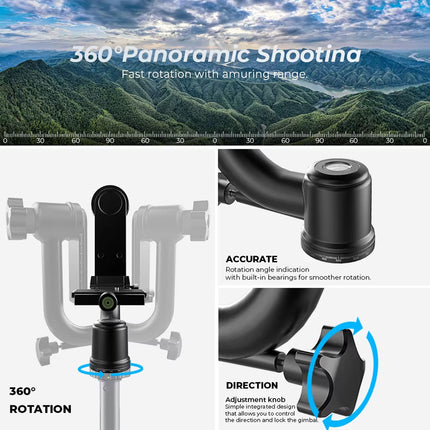 Camera Telephoto Lens Gimbal Tripod Head for Outdoor Wildlife Sports Photography