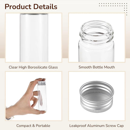 50PCS 20ml Silver Aluminum Lid Glass Storage Bottles Small Item Organiser Use