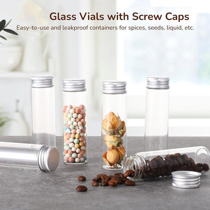 50PCS 20ml Silver Aluminum Lid Glass Storage Bottles Small Item Organiser Use