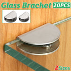 Glass Clamp Set 20PCS Stainless Steel Semi Circular Bracket Clips Shelf Panel
