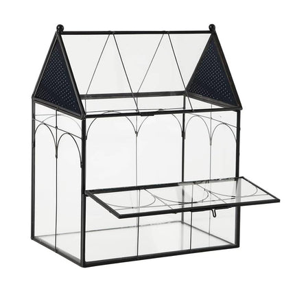 Geometric Glass House Terrarium - Metal Frame Breeding Box with Vents