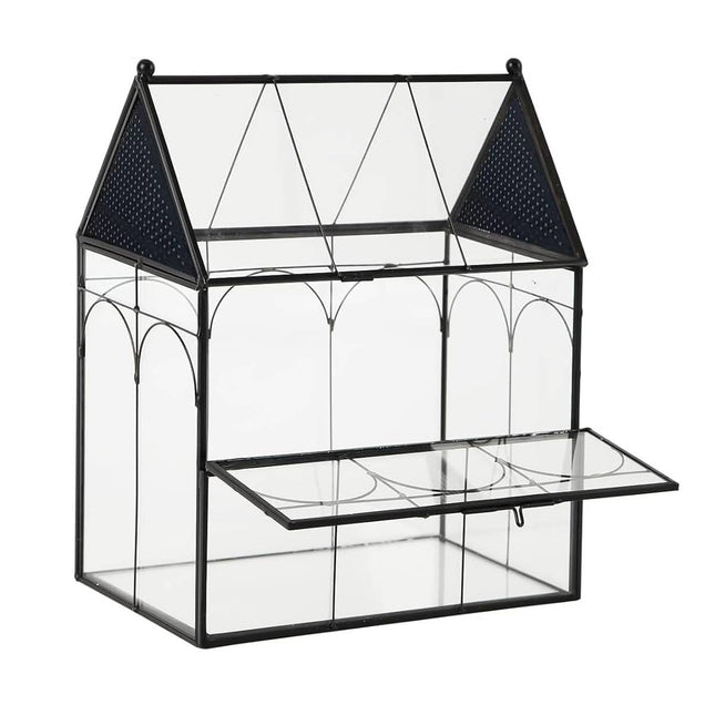 Geometric Glass House Terrarium - Metal Frame Breeding Box with Vents