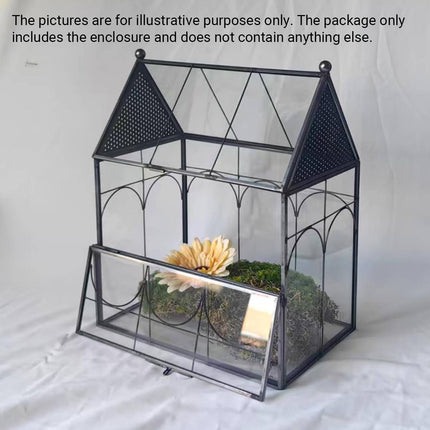 Geometric Glass House Terrarium - Metal Frame Breeding Box with Vents