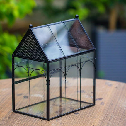 Geometric Glass House Terrarium - Metal Frame Breeding Box with Vents