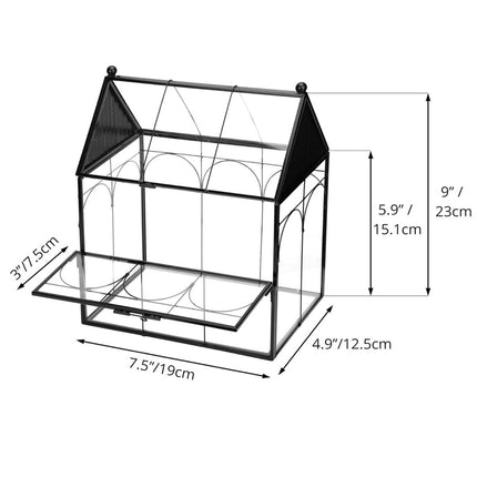 Geometric Glass House Terrarium - Metal Frame Breeding Box with Vents