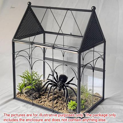 Geometric Glass House Terrarium - Metal Frame Breeding Box with Vents