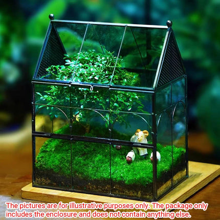 Geometric Glass House Terrarium - Metal Frame Breeding Box with Vents