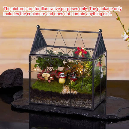 Geometric Glass House Terrarium - Metal Frame Breeding Box with Vents