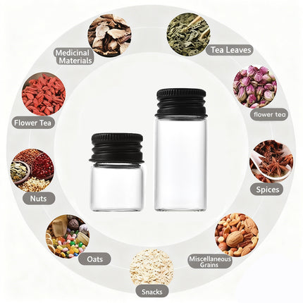 Portable Mini Glass Jars With Lids 50Pcs For Spice Tea Storage Leak Proof Design
