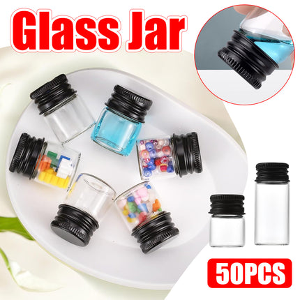 Portable Mini Glass Jars With Lids 50Pcs For Spice Tea Storage Leak Proof Design