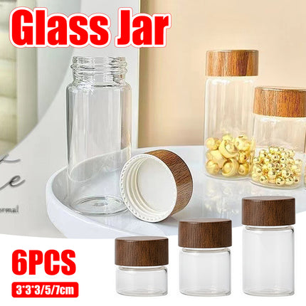 Mini Glass Storage Jars with Lids 6pcs Clear Bottles 3cm 3 5 7cm Option