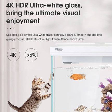 Ultra White Glass Smart Fish Tank Integrated Filter LED Temperature Display