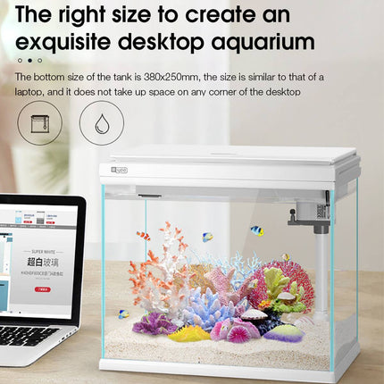Ultra White Glass Smart Fish Tank Integrated Filter LED Temperature Display