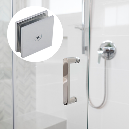 Shower Glass Clip Single Hole Square Bracket Partition Bathroom Accessories