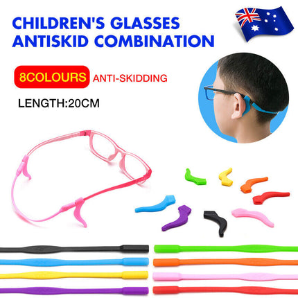 Silicone Glasses Strap and Ear Grip Set Eyeglasses Holder Cord with Hooks 20cm