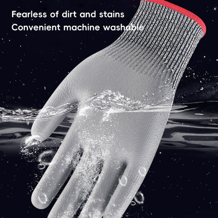 5 Pairs Cut Resistant Gloves PU Coated Safety Hand Protection for Kitchen Work