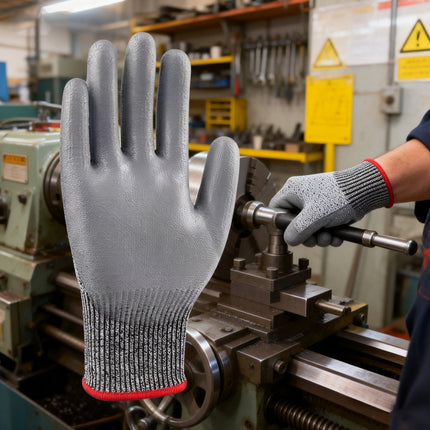 5 Pairs Cut Resistant Gloves PU Coated Safety Hand Protection for Kitchen Work