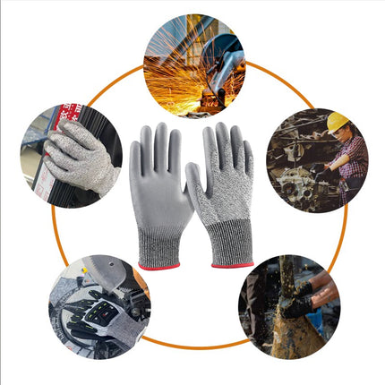 5 Pairs Cut Resistant Gloves PU Coated Safety Hand Protection for Kitchen Work