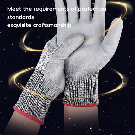 5 Pairs Cut Resistant Gloves PU Coated Safety Hand Protection for Kitchen Work