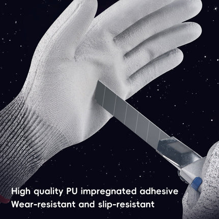 5 Pairs Cut Resistant Gloves PU Coated Safety Hand Protection for Kitchen Work