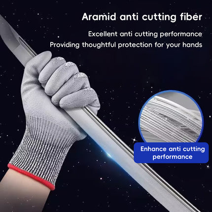 5 Pairs Cut Resistant Gloves PU Coated Safety Hand Protection for Kitchen Work