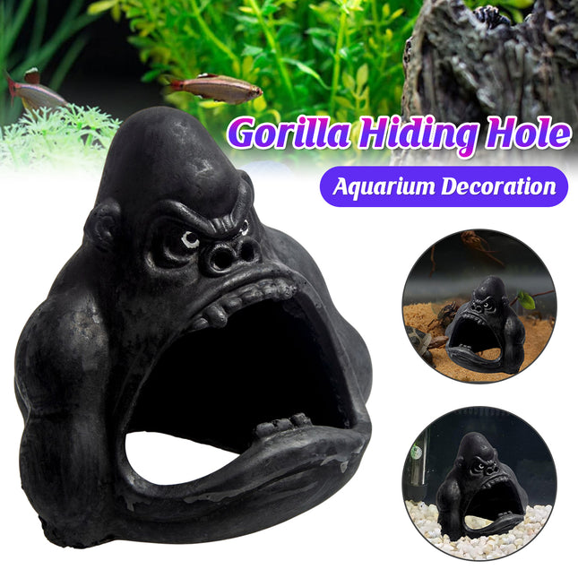 Gorilla Shelter Cave Aquarium Decor Fish Tank Landscape Ornament Shrimp Hiding