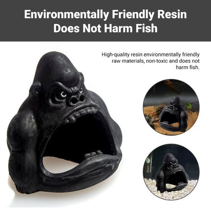 Gorilla Shelter Cave Aquarium Decor Fish Tank Landscape Ornament Shrimp Hiding
