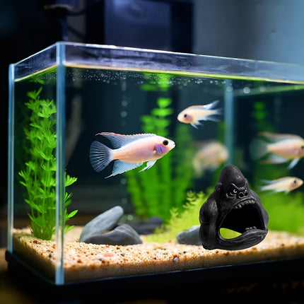 Gorilla Shelter Cave Aquarium Decor Fish Tank Landscape Ornament Shrimp Hiding