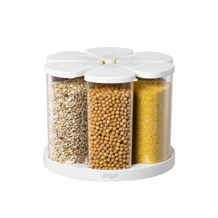 6Pcs Rotating Pantry Storage Jars Set Kitchen Organiser Dry Goods Container 650ml