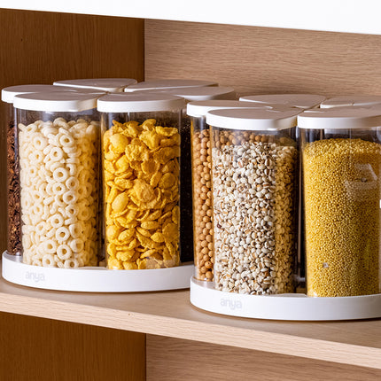 6Pcs Rotating Pantry Storage Jars Set Kitchen Organiser Dry Goods Container 650ml
