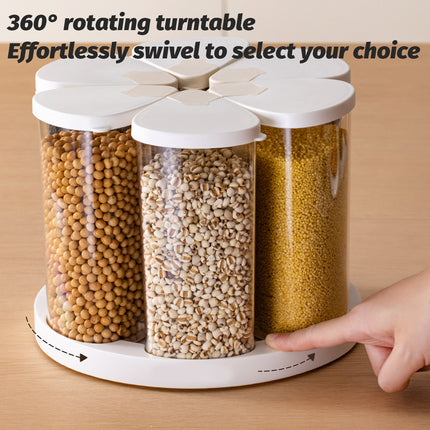 6Pcs Rotating Pantry Storage Jars Set Kitchen Organiser Dry Goods Container 650ml