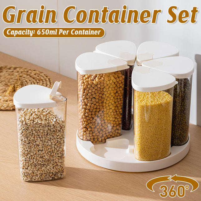 6Pcs Rotating Pantry Storage Jars Set Kitchen Organiser Dry Goods Container 650ml
