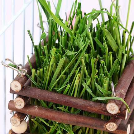 Rabbit Hay Feeder Rack Apple Wood Grass Holder Natural Food Rack Small Pet