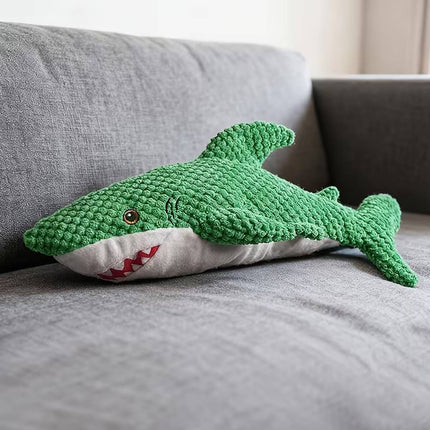 Green Shark Squeaker Dog Toy Chew Resistant 52cm