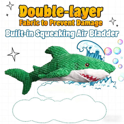 Green Shark Squeaker Dog Toy Chew Resistant 52cm